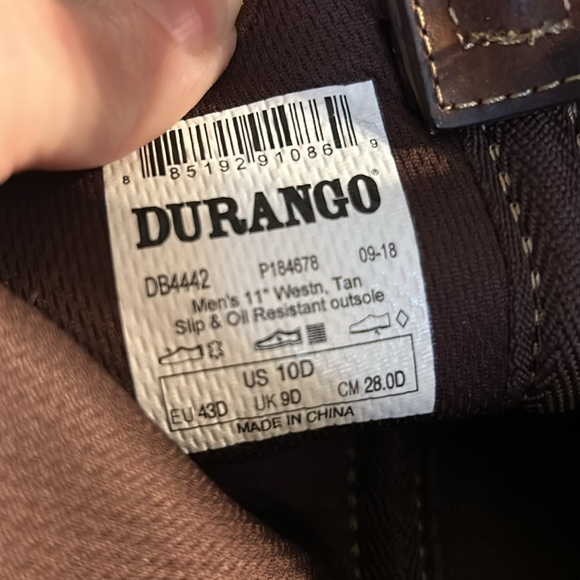 🥾Durango Rebel Men’s 11” Western Tan Slip & Oil Resistance Outsole Boots Sz 10D - Picture 12 of 16